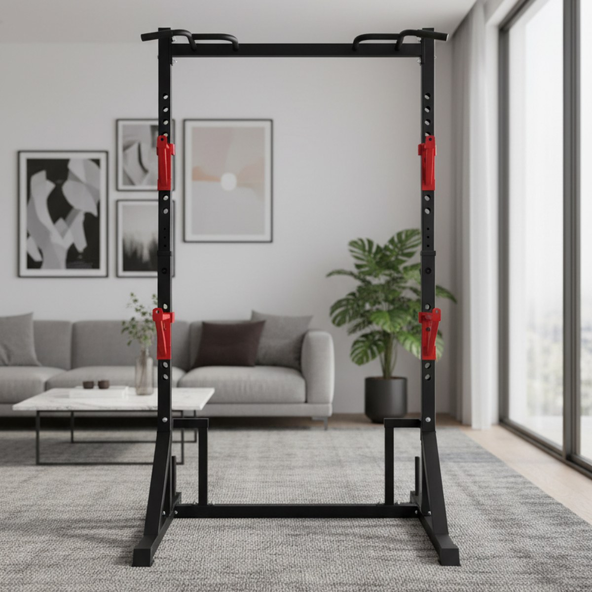 Home Gym Pull Up Bar - Ayarlanabilir Güç Rafı ve Çekme Barı