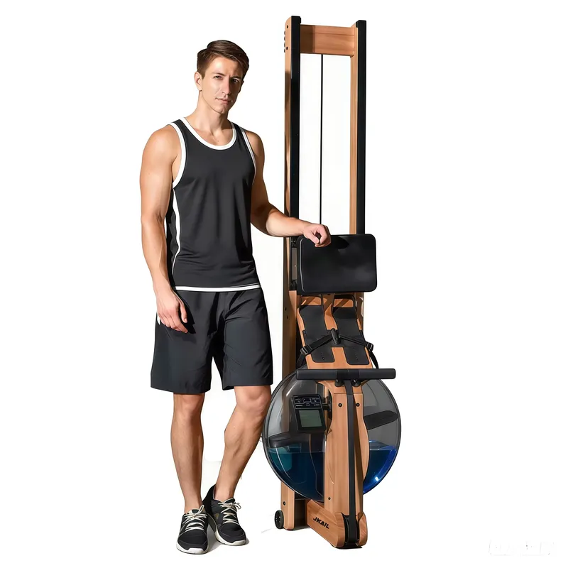 Home Gym Rowing Machine - Ayarlanabilir Ahşap Su Kürek Çekme Makinesi