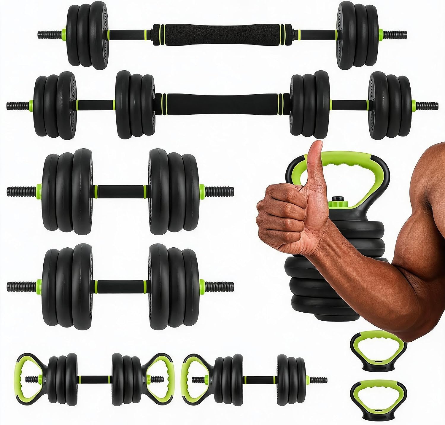 Home Gym Kettlebells - 4'ü 1 Arada Ayarlanabilir Dambıl Seti,