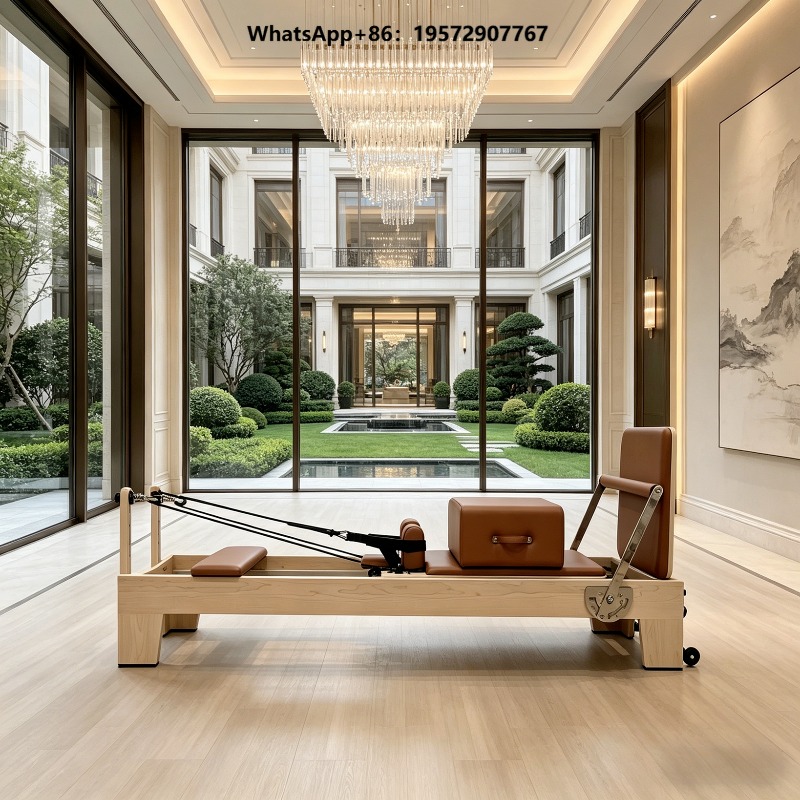 Home Gym Studio - Profesyonel Akçaağaç Ahşap Pilates Reformer Makinesi,